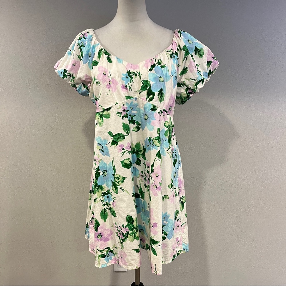 Old Navy floral short Puff Sleeve‎ mini Dress size large